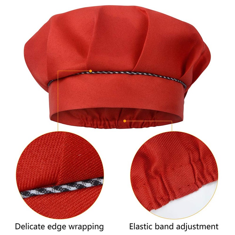 SUNLAND Kids Apron And Hat Set Children Chef Apron For Cooking Baking Painting (Red, S) - Image 2